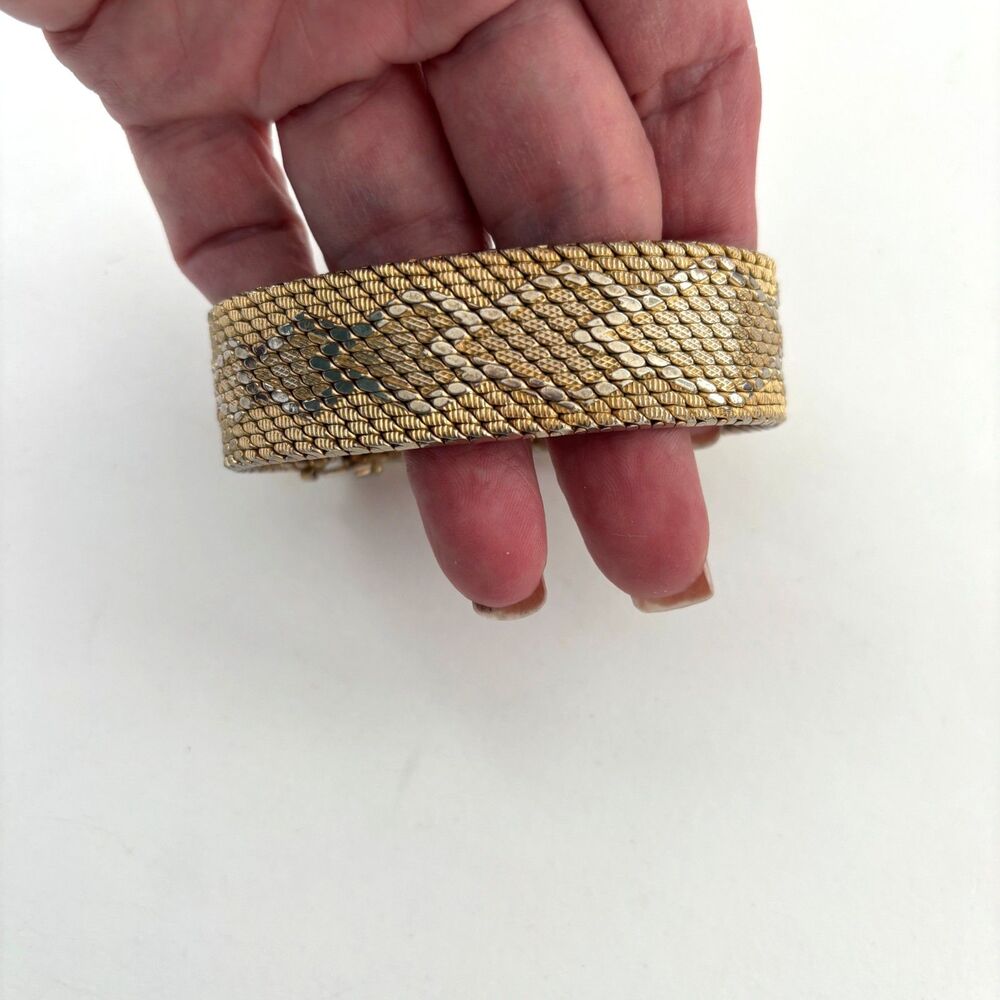 Vintage De Cesare 18K Gold Plated Mesh Bracelet Old Money Parisian Capsule